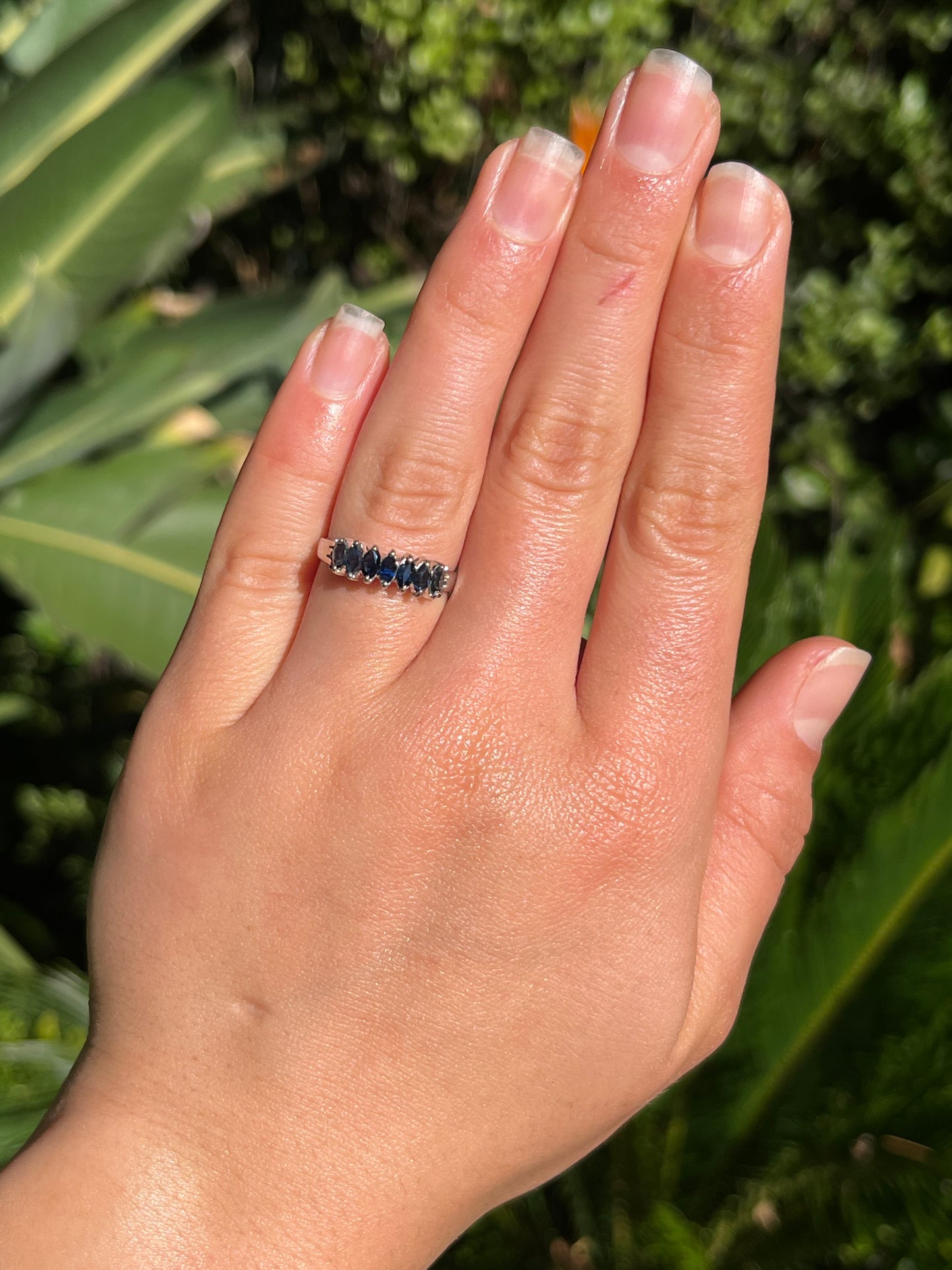 Estate, 14K gold sapphire half eternity ring