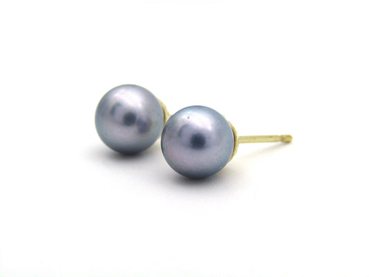 Estate, 9K gold Akoya pearl stud earrings by Jack Friedman