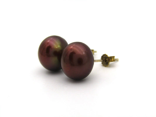 Estate, 9K gold freshwater pearl stud earrings by Jack Friedman