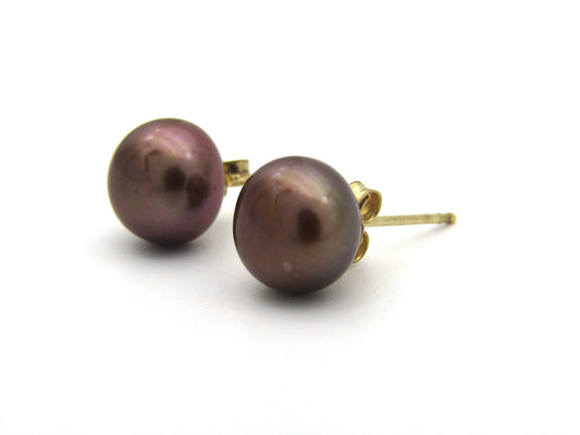 Estate, 9K gold freshwater pearl stud earrings by Jack Friedman