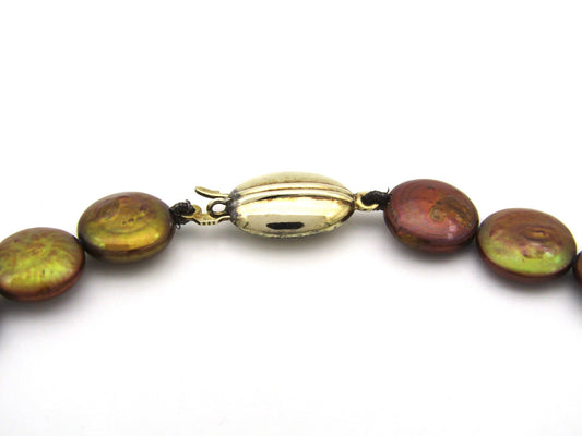 Estate, 9K gold coin freshwater pearl necklace by Jack Friedman