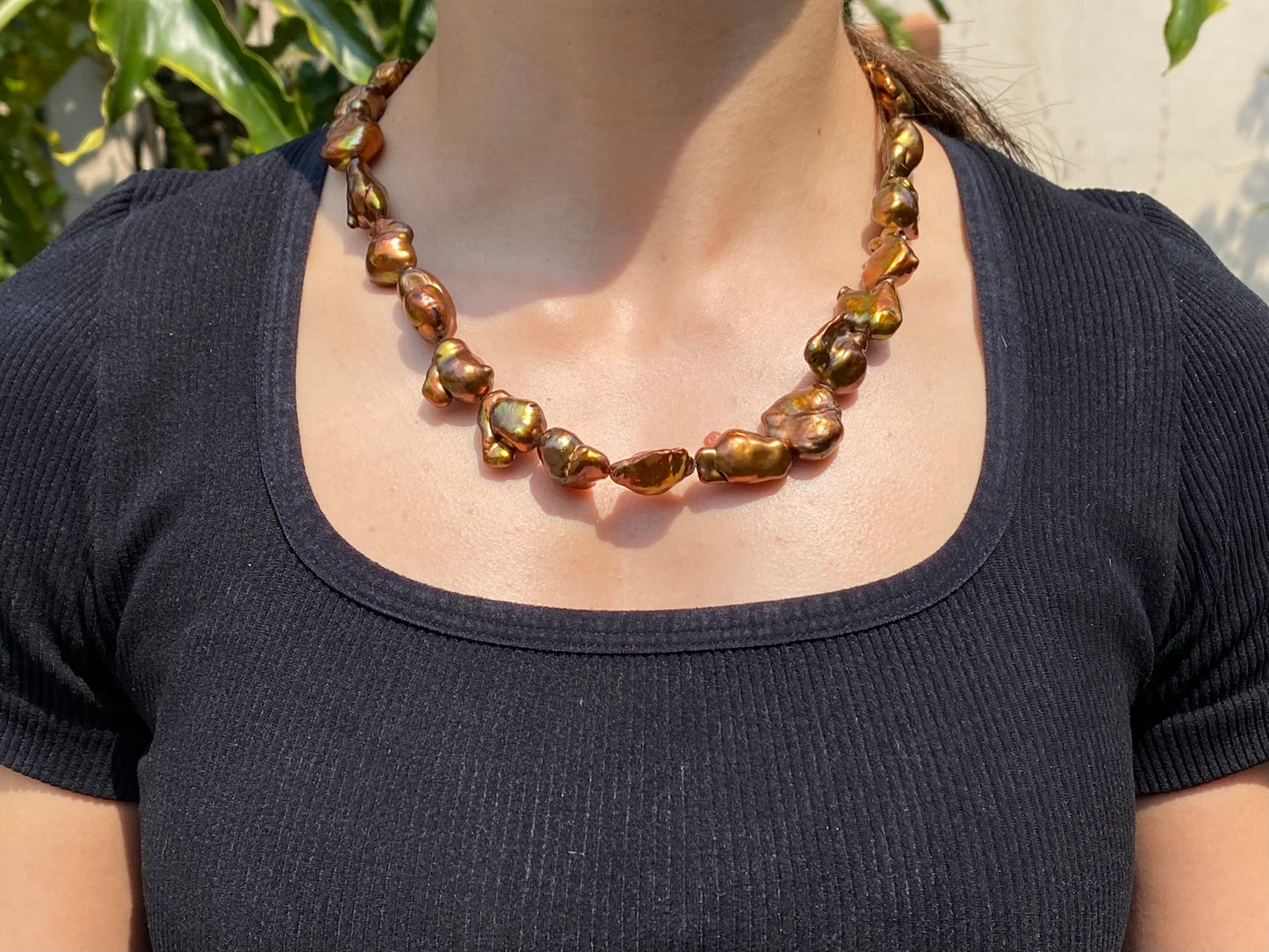 Estate, 9K gold baroque pearl necklace by Jack Friedman