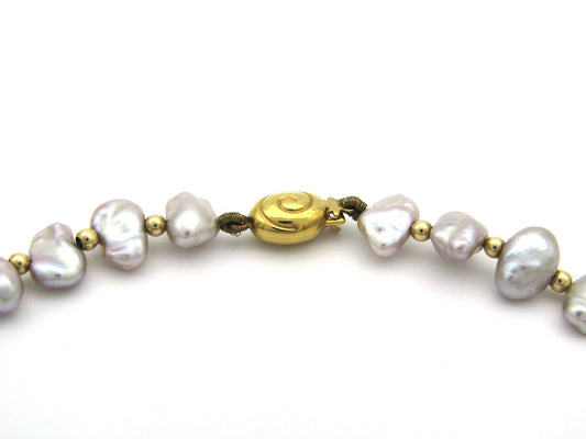 Vintage, 9K gold freshwater pearl necklace, circa 1970's, by Jack Friedman