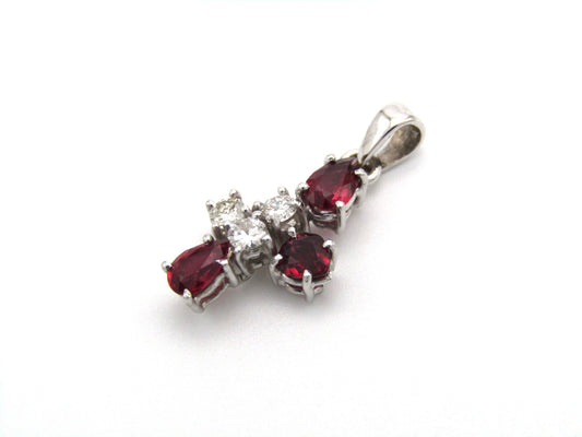 Estate, 18K gold ruby and diamond pendant