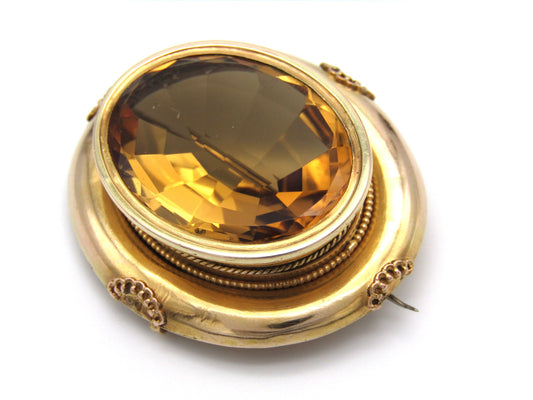 Victorian, 14K gold citrine brooch