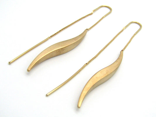 Vintage, 14K gold threader earrings, Italian