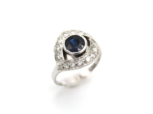 Mid-century, 18K gold sapphire and diamond ring