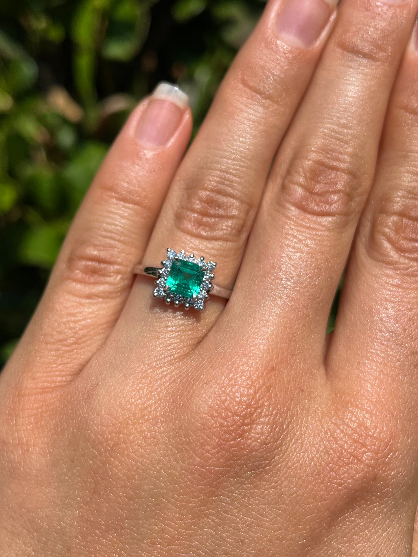 Estate, 18K gold emerald and diamond ring