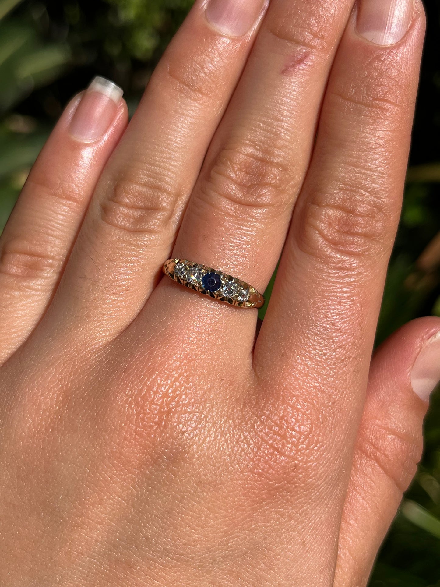 Edwardian, 18K gold sapphire and diamond ring