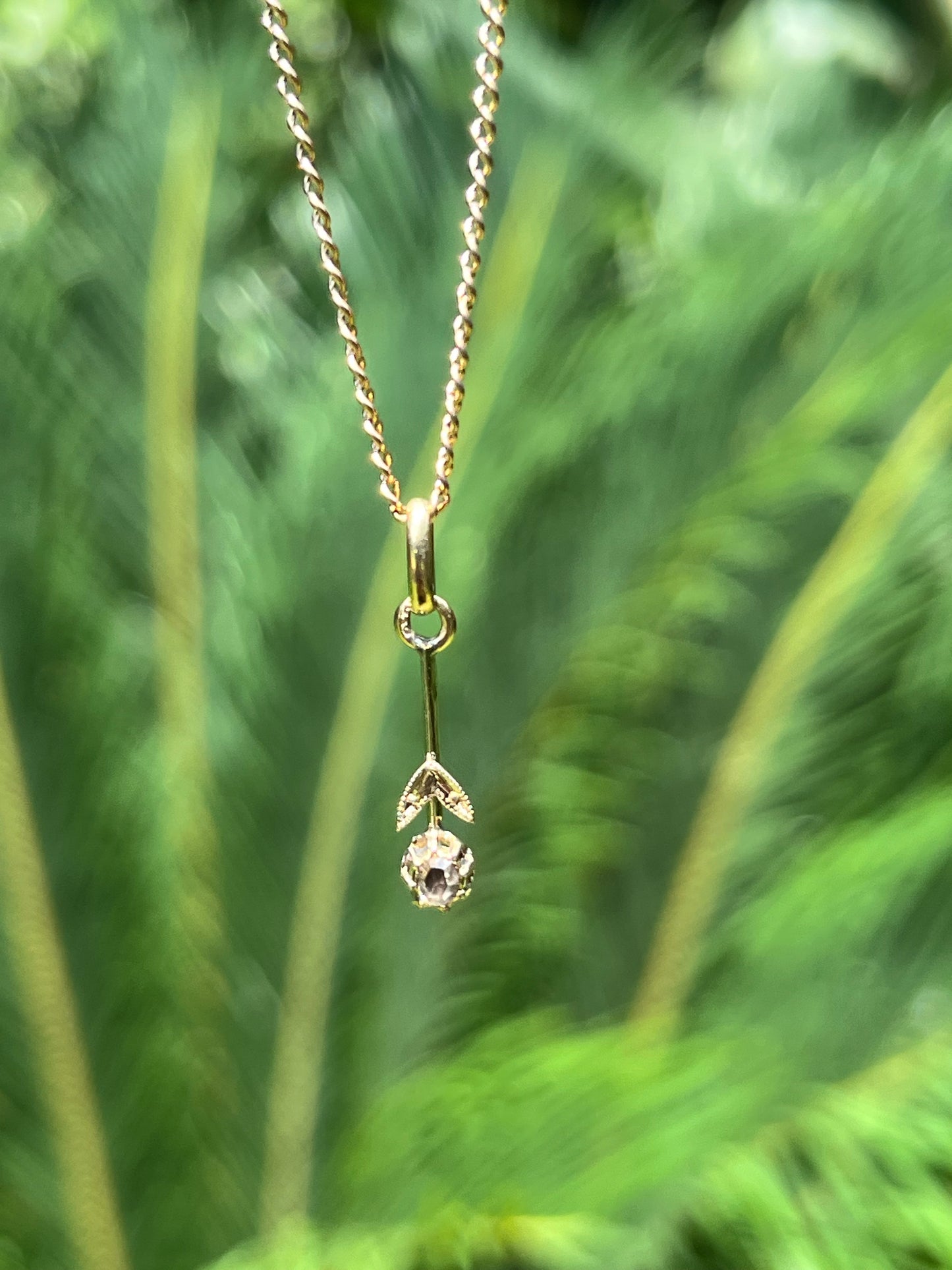 Antique, 14K gold diamond lavaliere pendant, Netherlands.