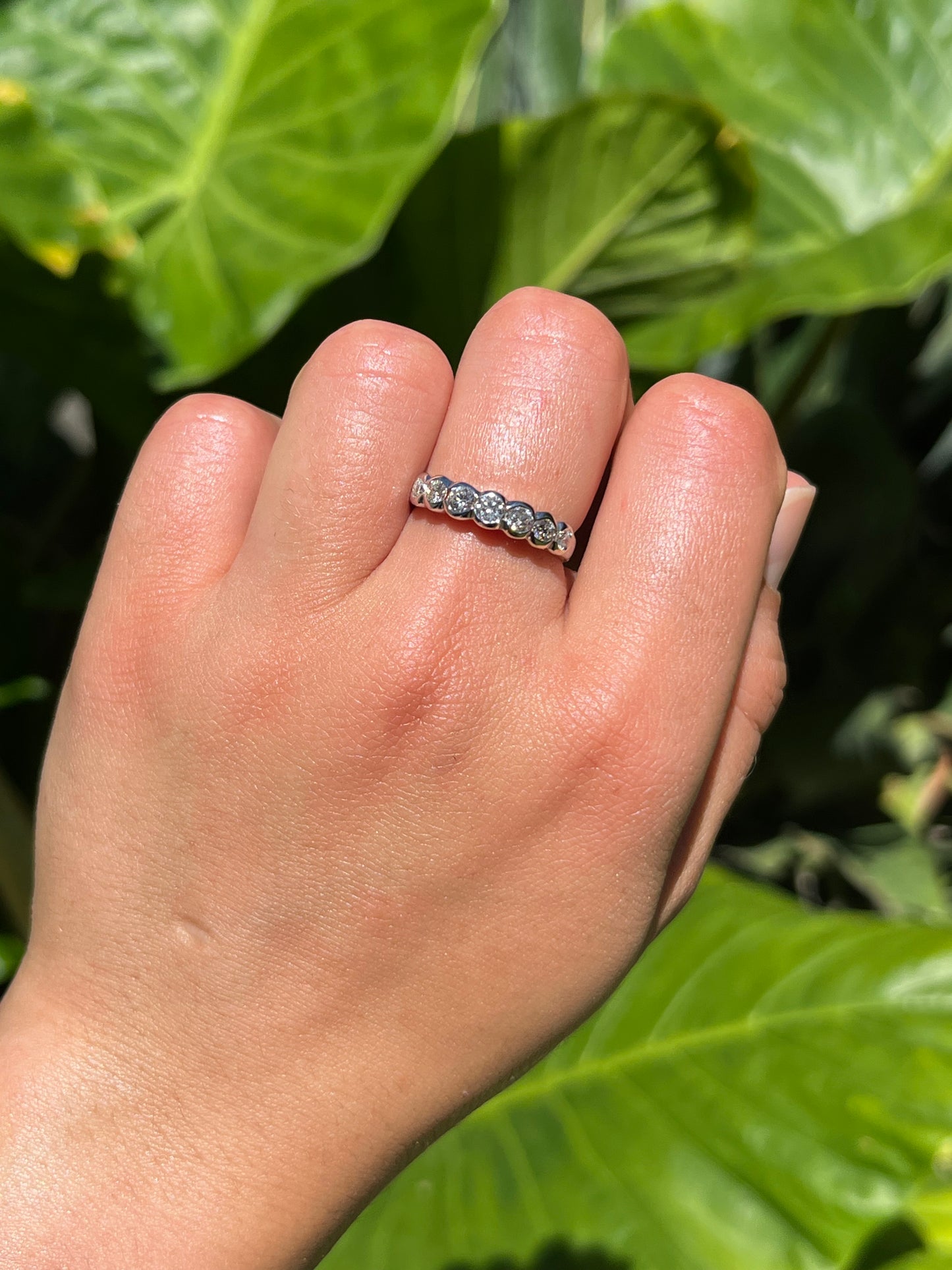 Estate, 18K gold diamond half eternity ring