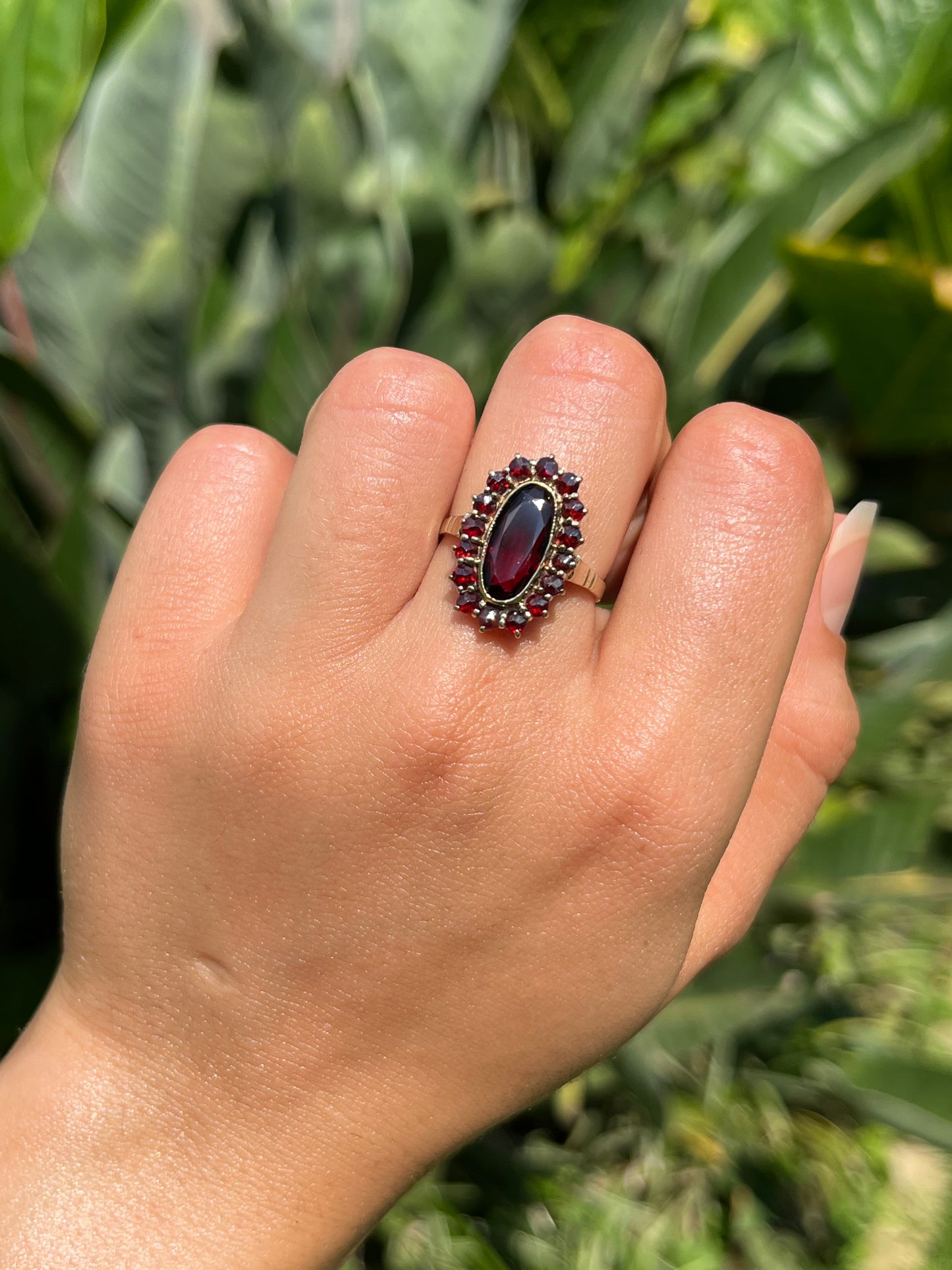 Edwardian, 8K gold Bohemian garnet ring