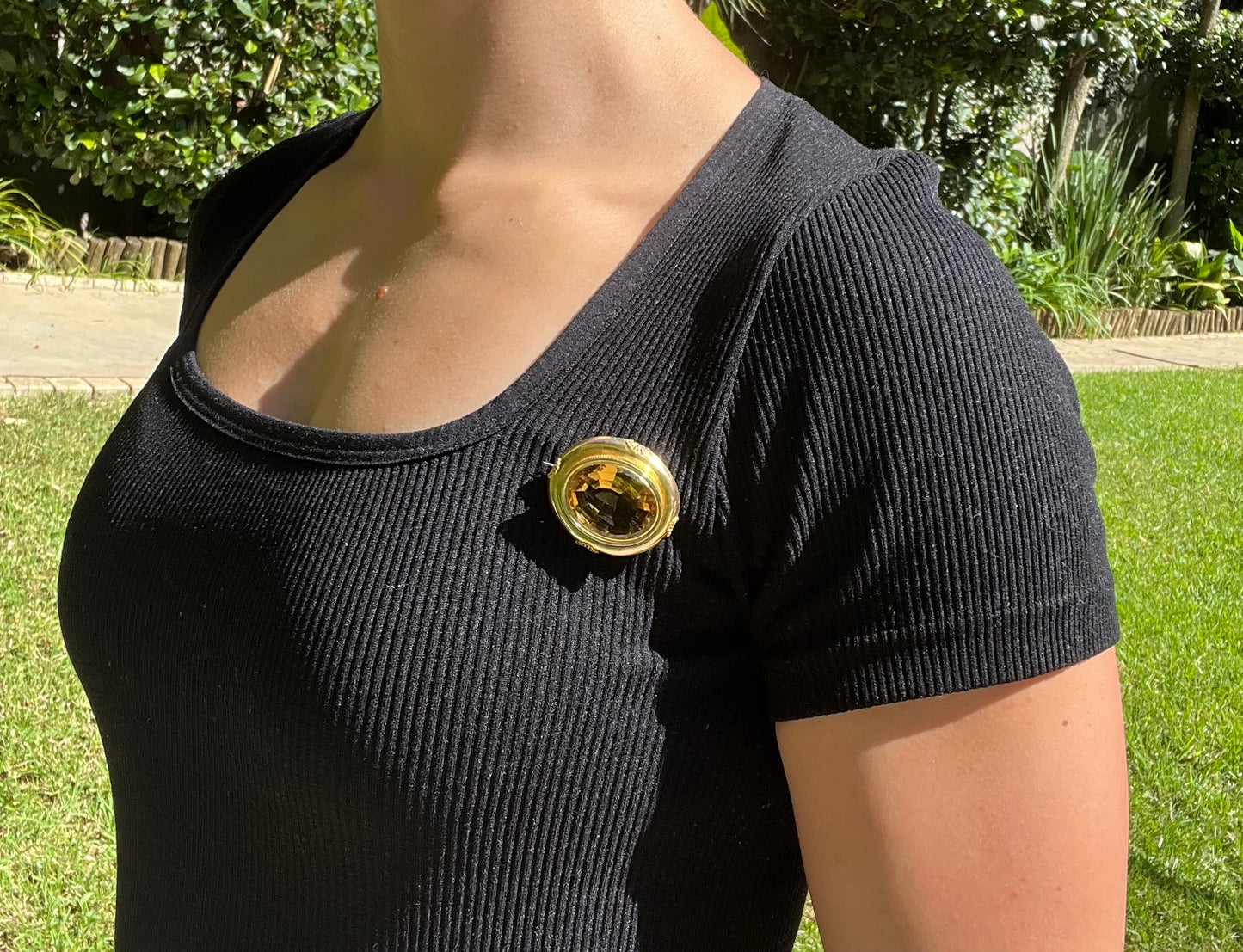 Victorian, 14K gold citrine brooch