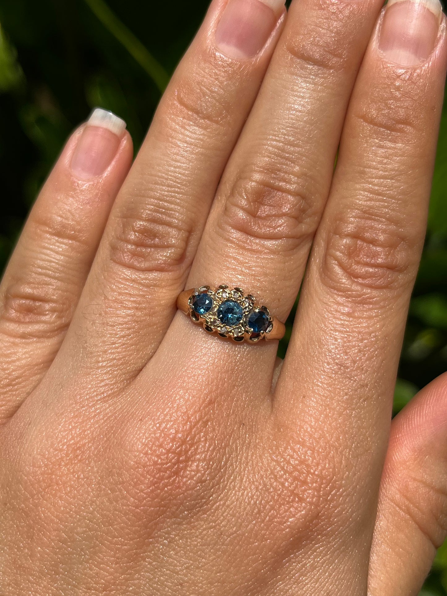 Edwardian, 18K gold sapphire and diamond ring, Chester, 1905, by John Henry Wynn