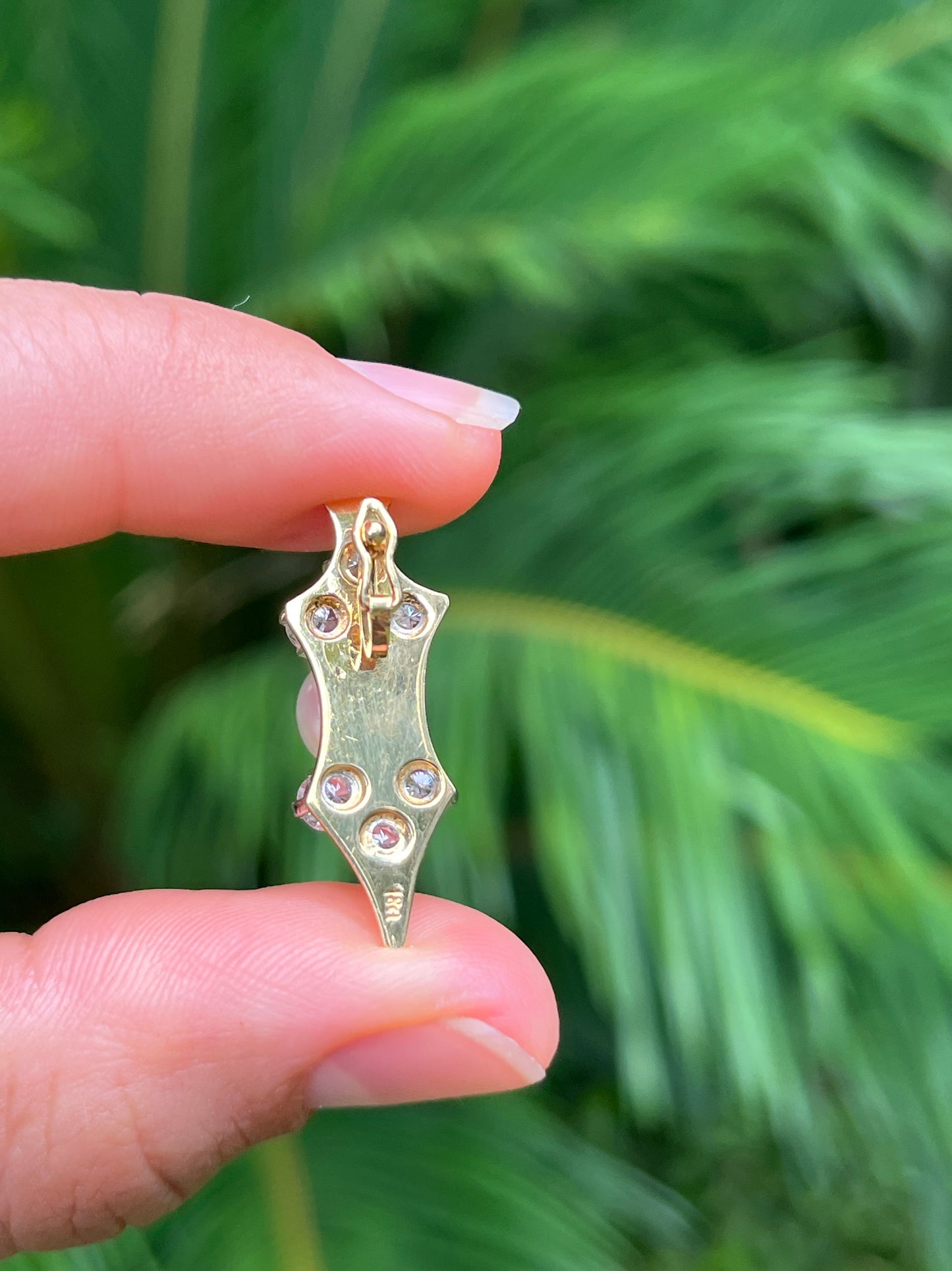 Mid-century, 18K gold pearl and diamond 'dagger' enhancer