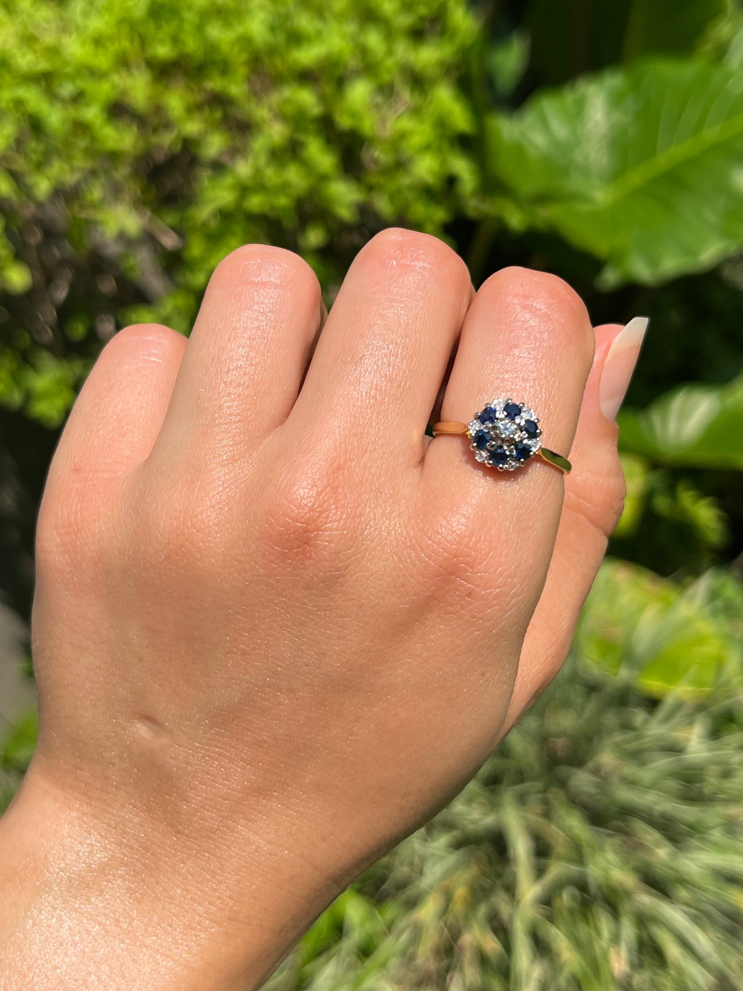 Vintage, 18K gold sapphire and diamond ring, Birmingham, 1971, by CPS Jewellery Company Ltd