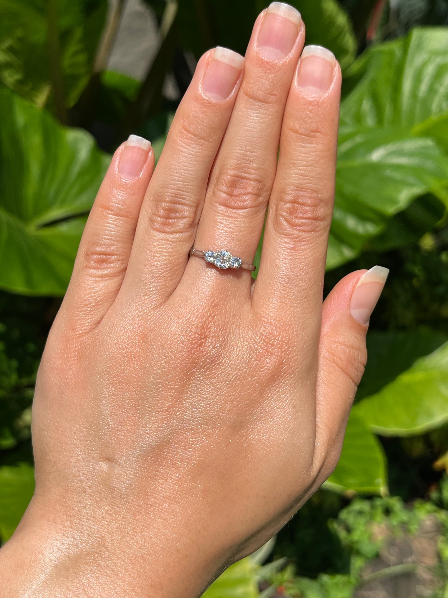 Art Deco, platinum and diamond three-stone engagement ring by William Wilkinson Ltd