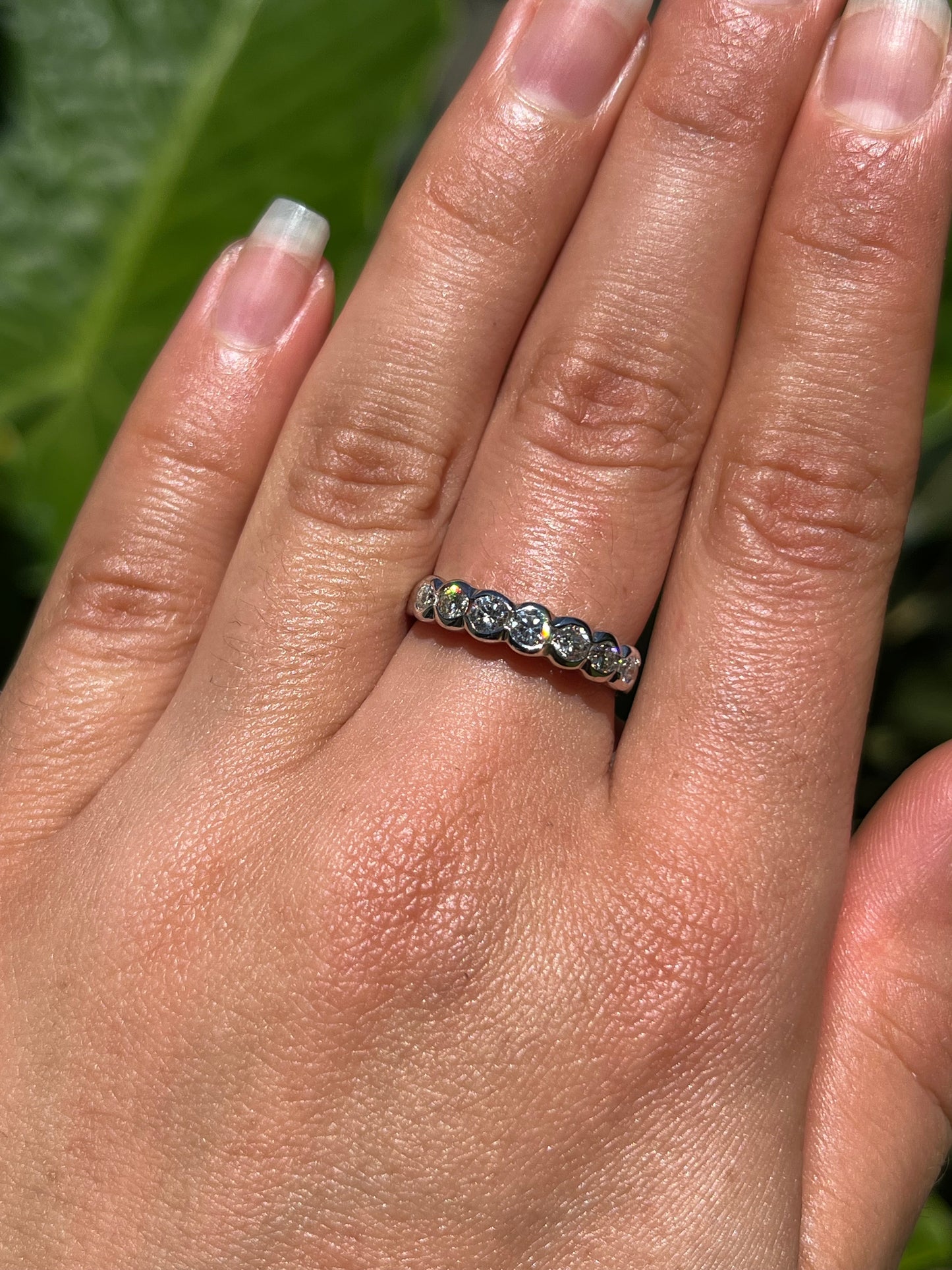 Estate, 18K gold diamond half eternity ring