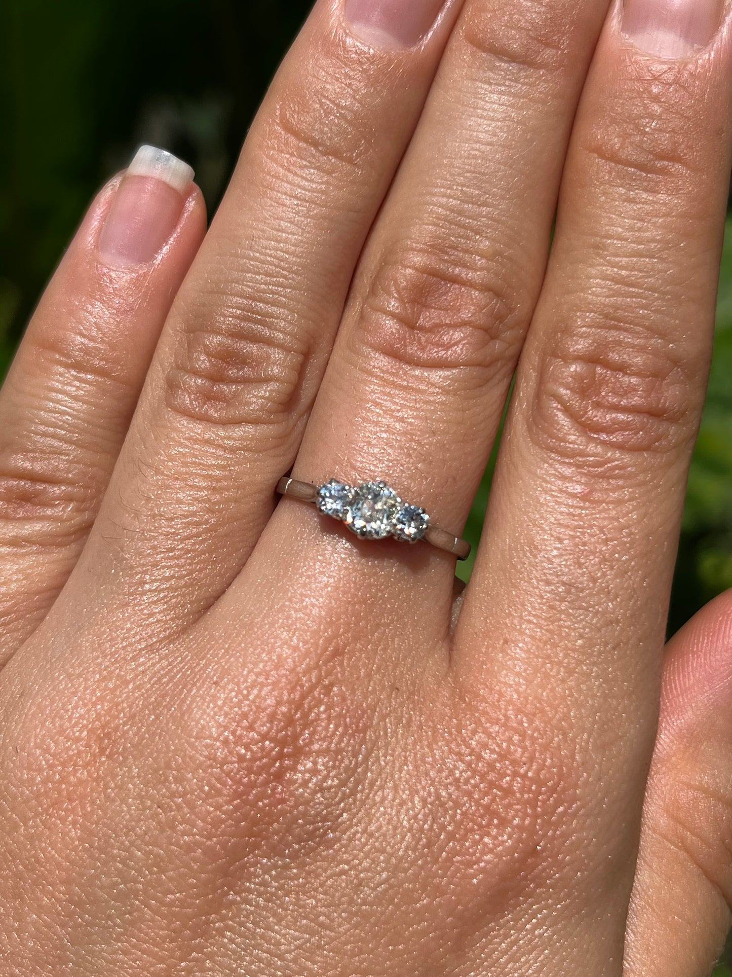 Art Deco, platinum and diamond three-stone engagement ring by William Wilkinson Ltd