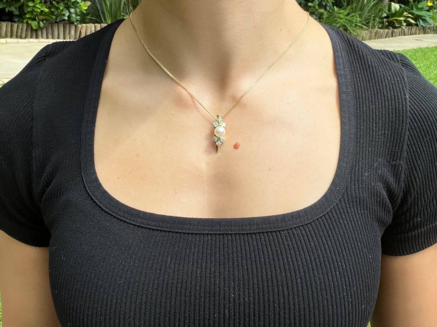 Mid-century, 18K gold pearl and diamond 'dagger' enhancer