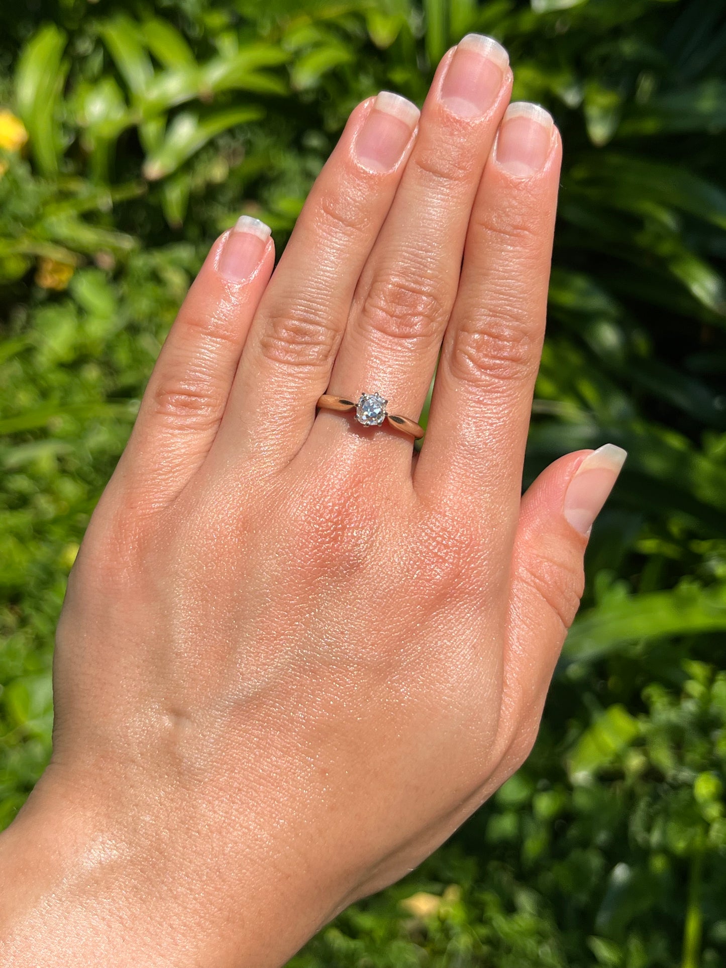 Edwardian, 14K gold 0.91ct Old mine-cut diamond solitaire engagement ring