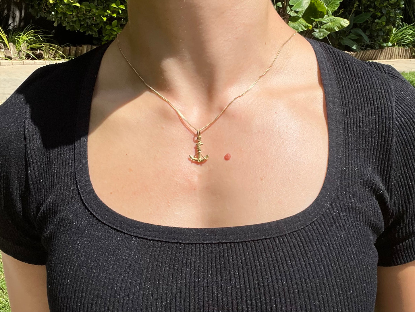 Vintage, 9K gold anchor and rope pendant, Italy