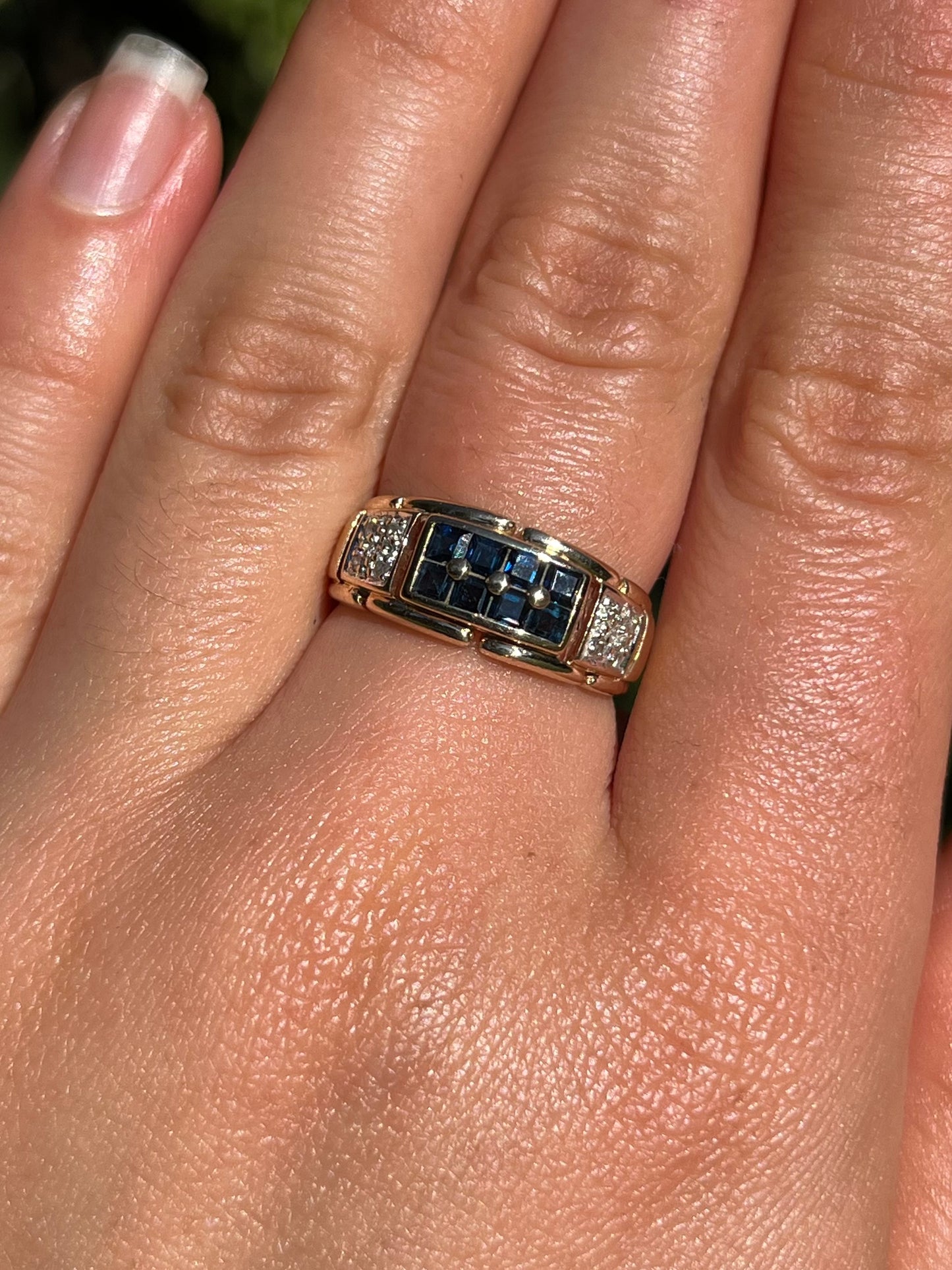 Mid-century, 9K gold sapphire and diamond ring