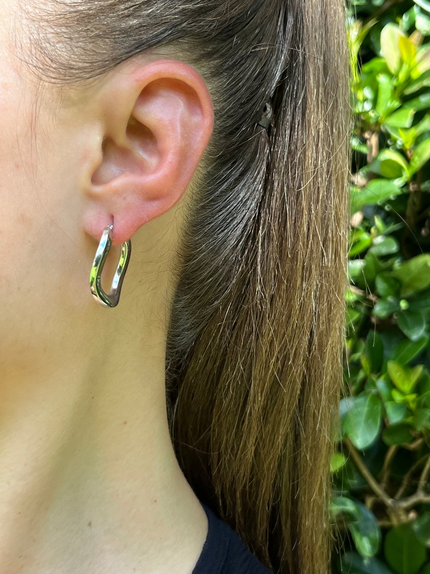 Estate, 9K gold freeform hoops