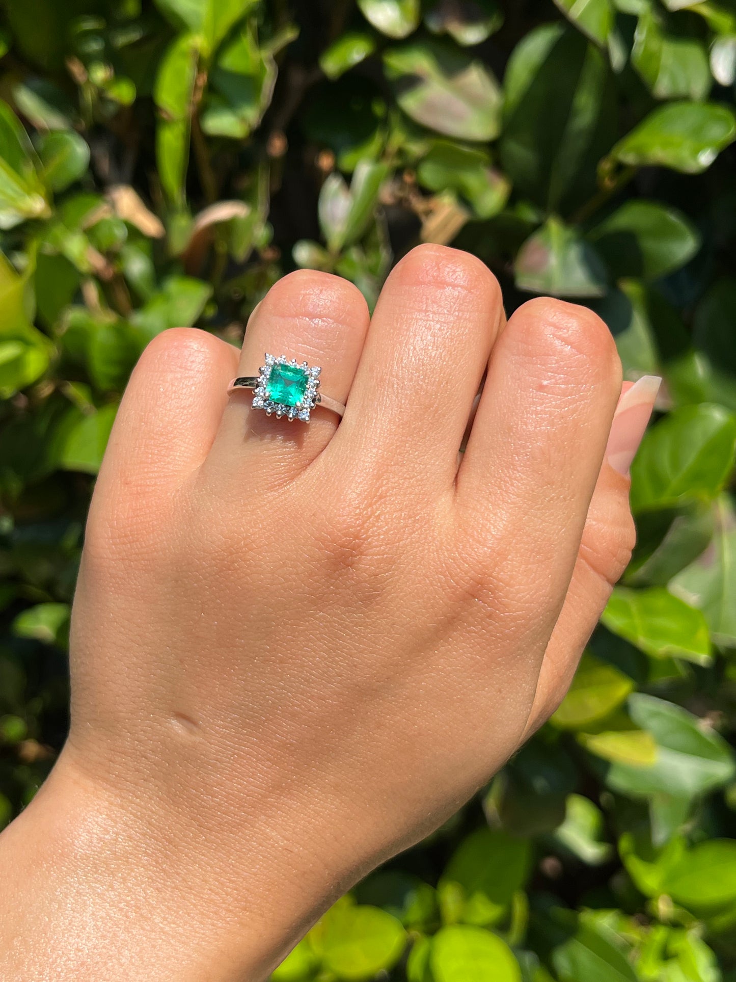 Estate, 18K gold emerald and diamond ring
