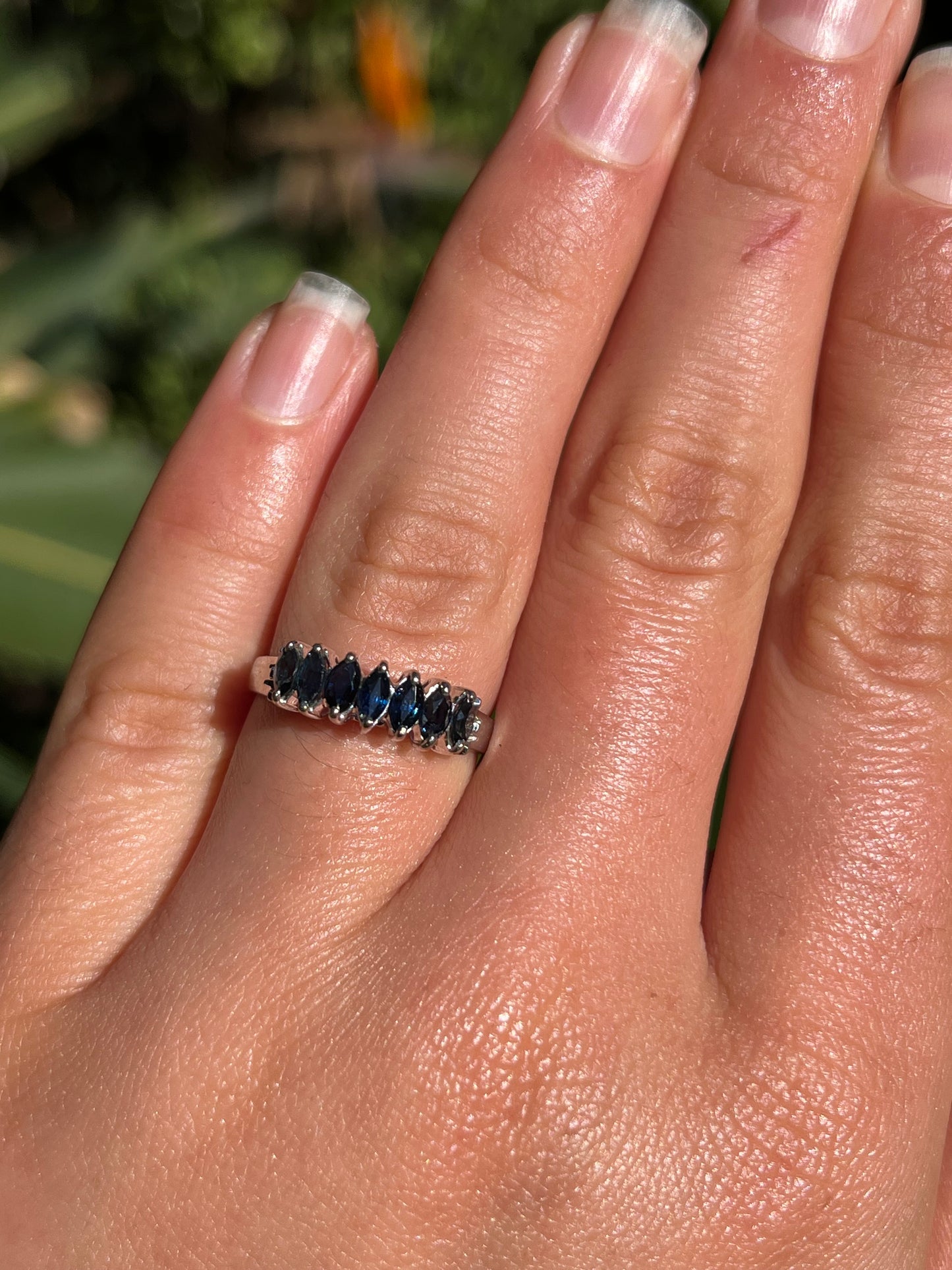 Estate, 14K gold sapphire half eternity ring