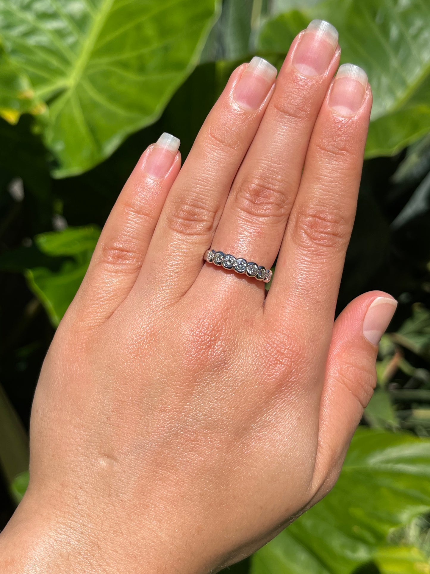 Estate, 18K gold diamond half eternity ring