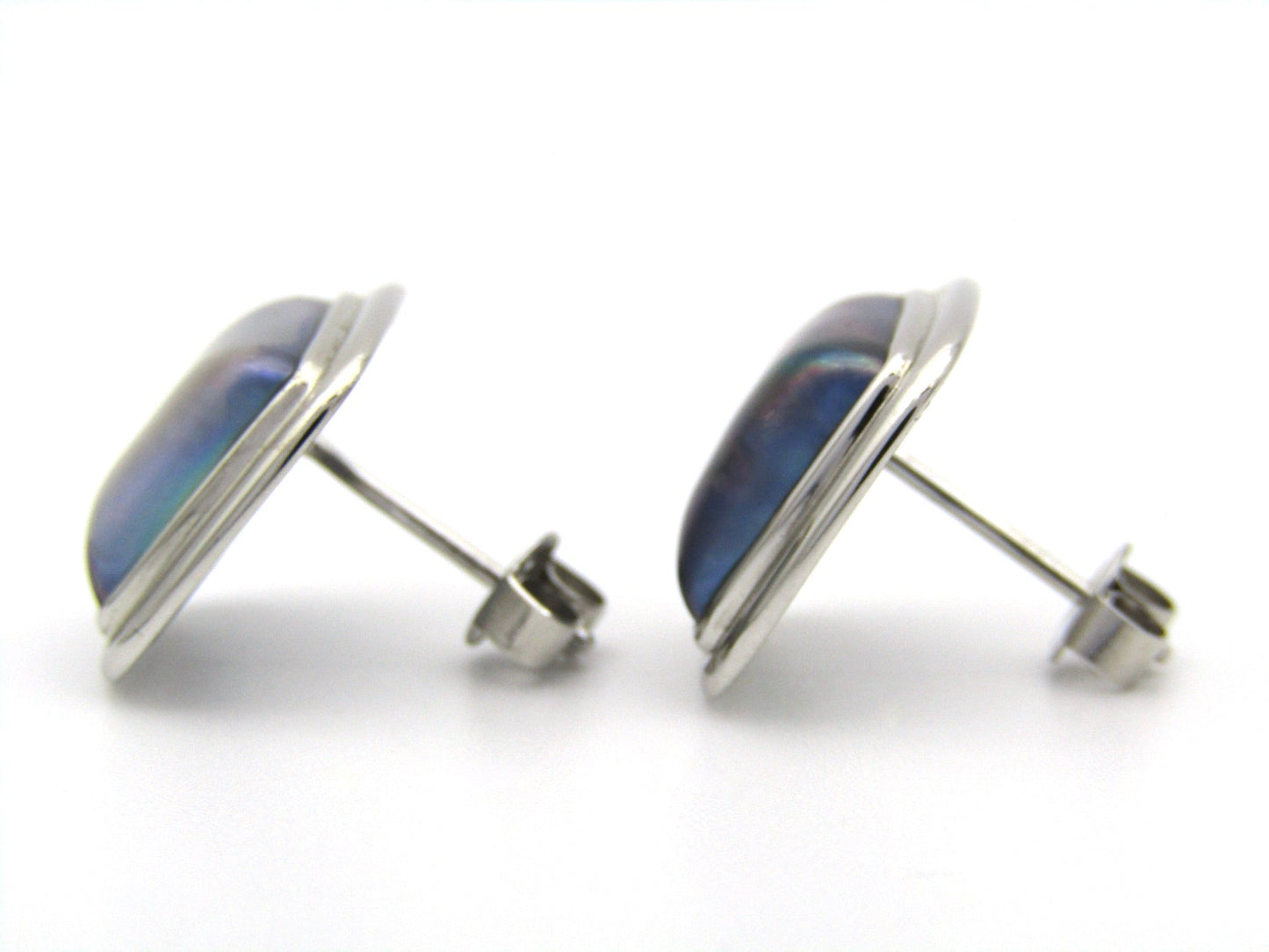 Estate, 9K gold square mabé pearl stud earrings by Jack Friedman