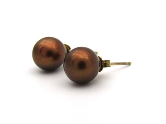 Estate, 9K gold Akoya pearl stud earrings by Jack Friedman