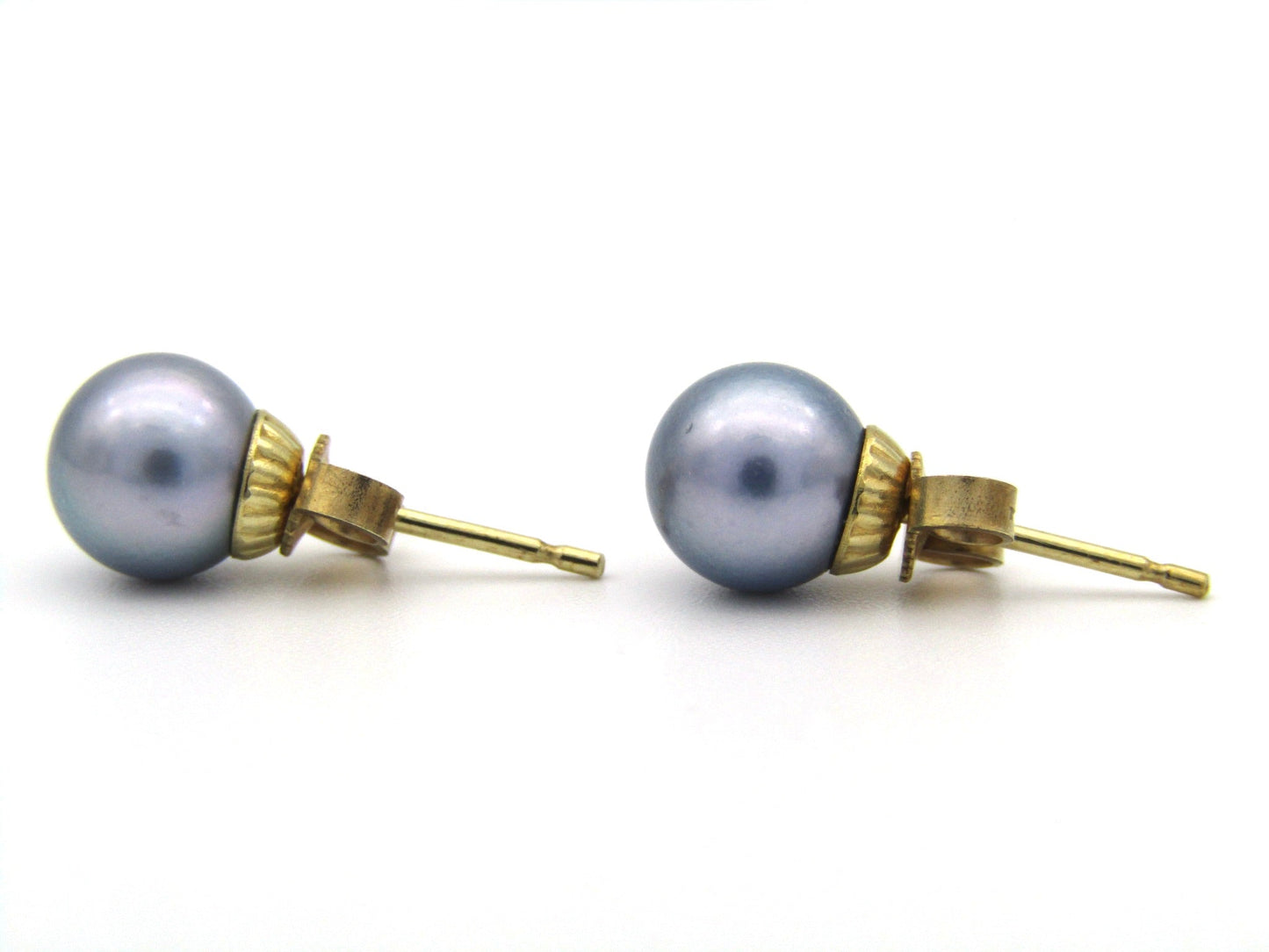 Estate, 9K gold Akoya pearl stud earrings by Jack Friedman