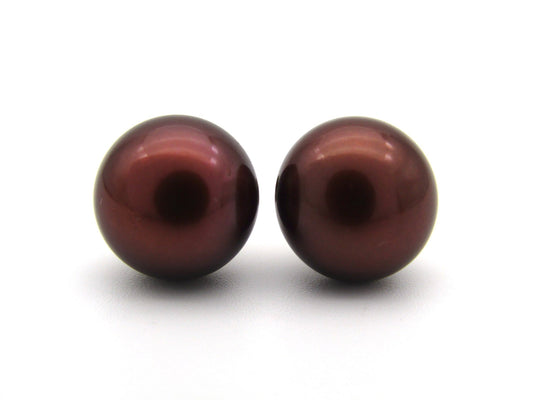 Estate, 9K gold freshwater pearl stud earrings by Jack Friedman