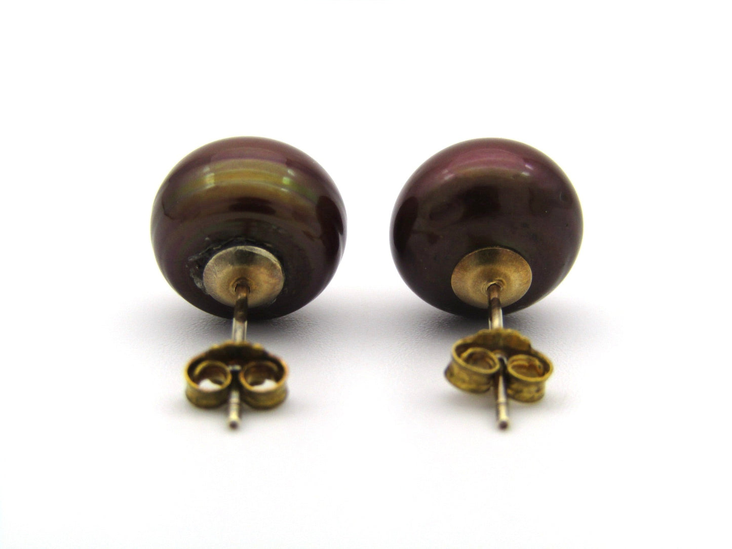 Estate, 9K gold freshwater pearl stud earrings by Jack Friedman