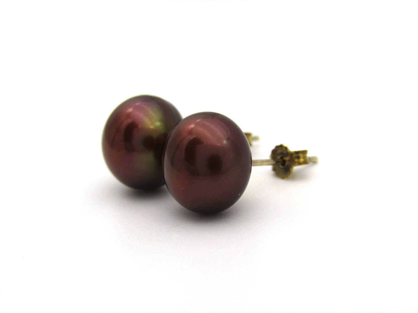 Estate, 9K gold freshwater pearl stud earrings by Jack Friedman