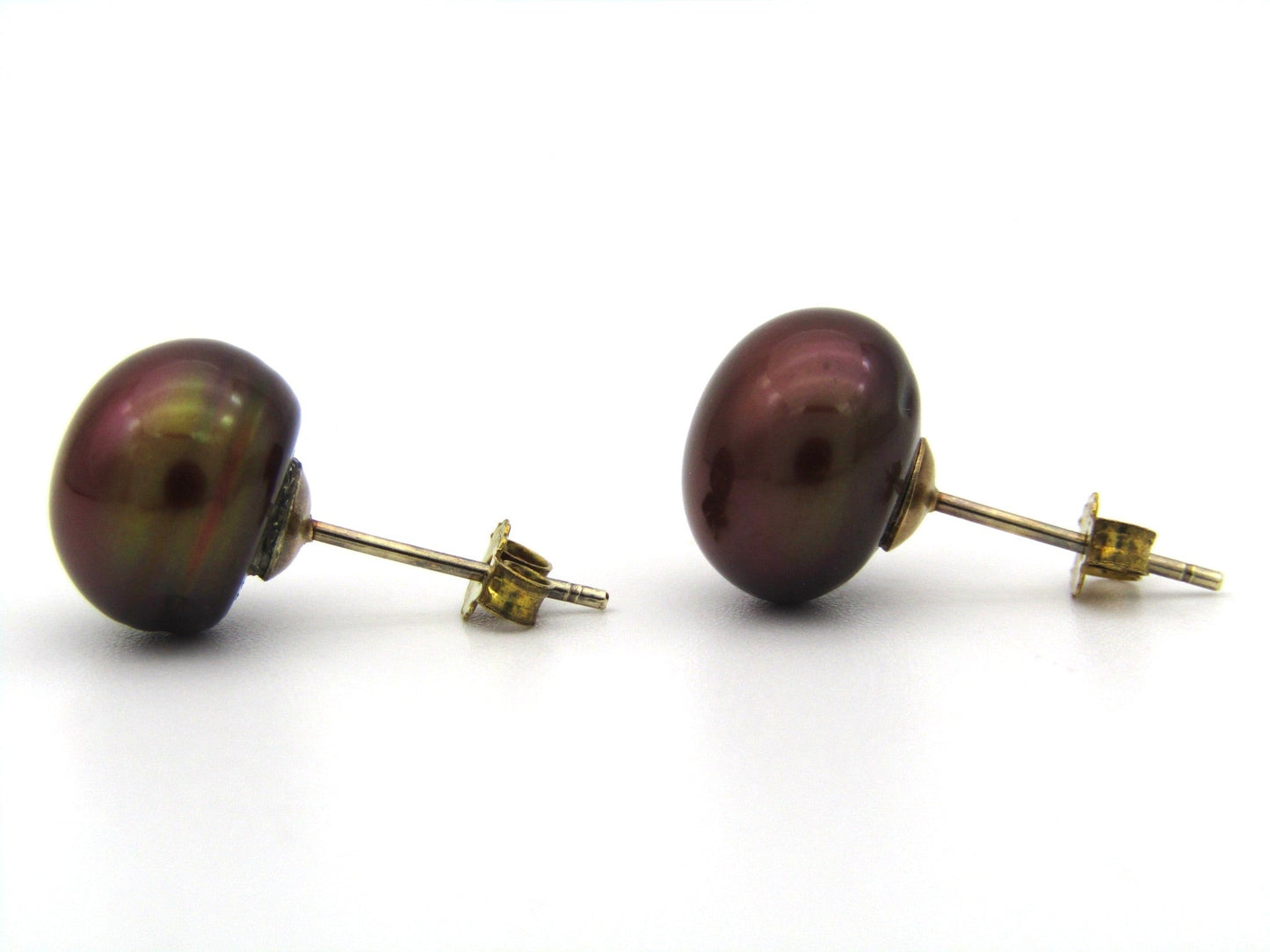 Estate, 9K gold freshwater pearl stud earrings by Jack Friedman
