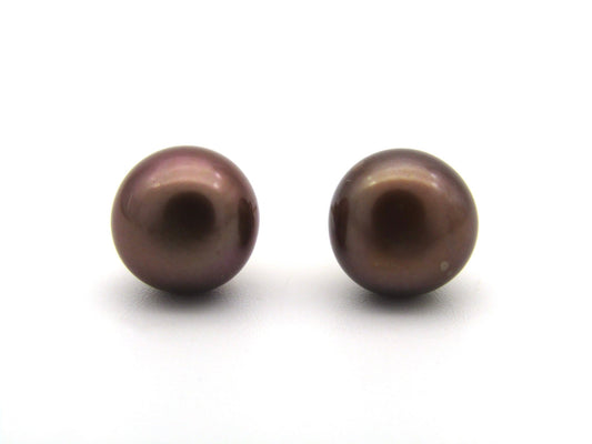 Estate, 9K gold freshwater pearl stud earrings by Jack Friedman