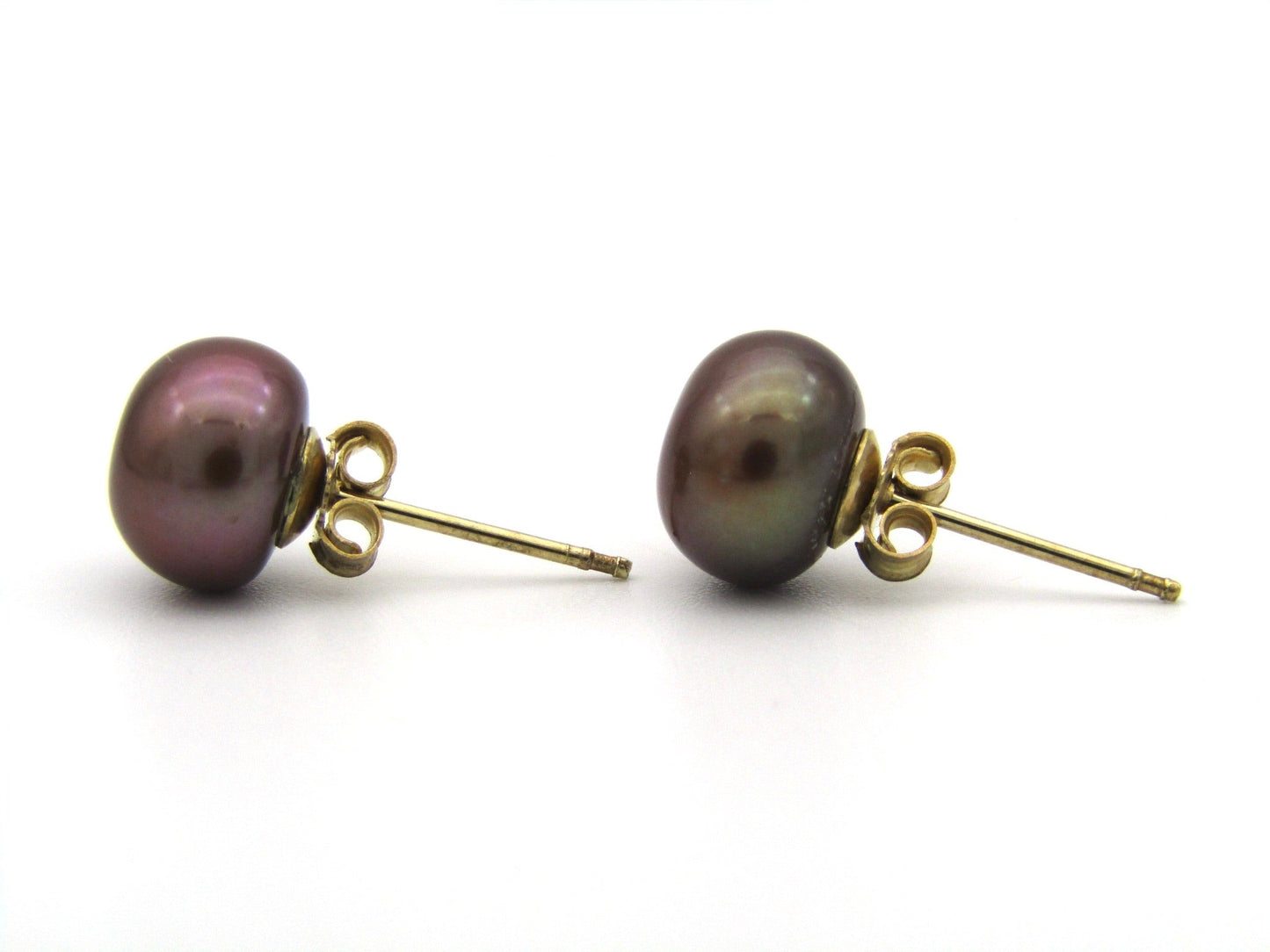 Estate, 9K gold freshwater pearl stud earrings by Jack Friedman