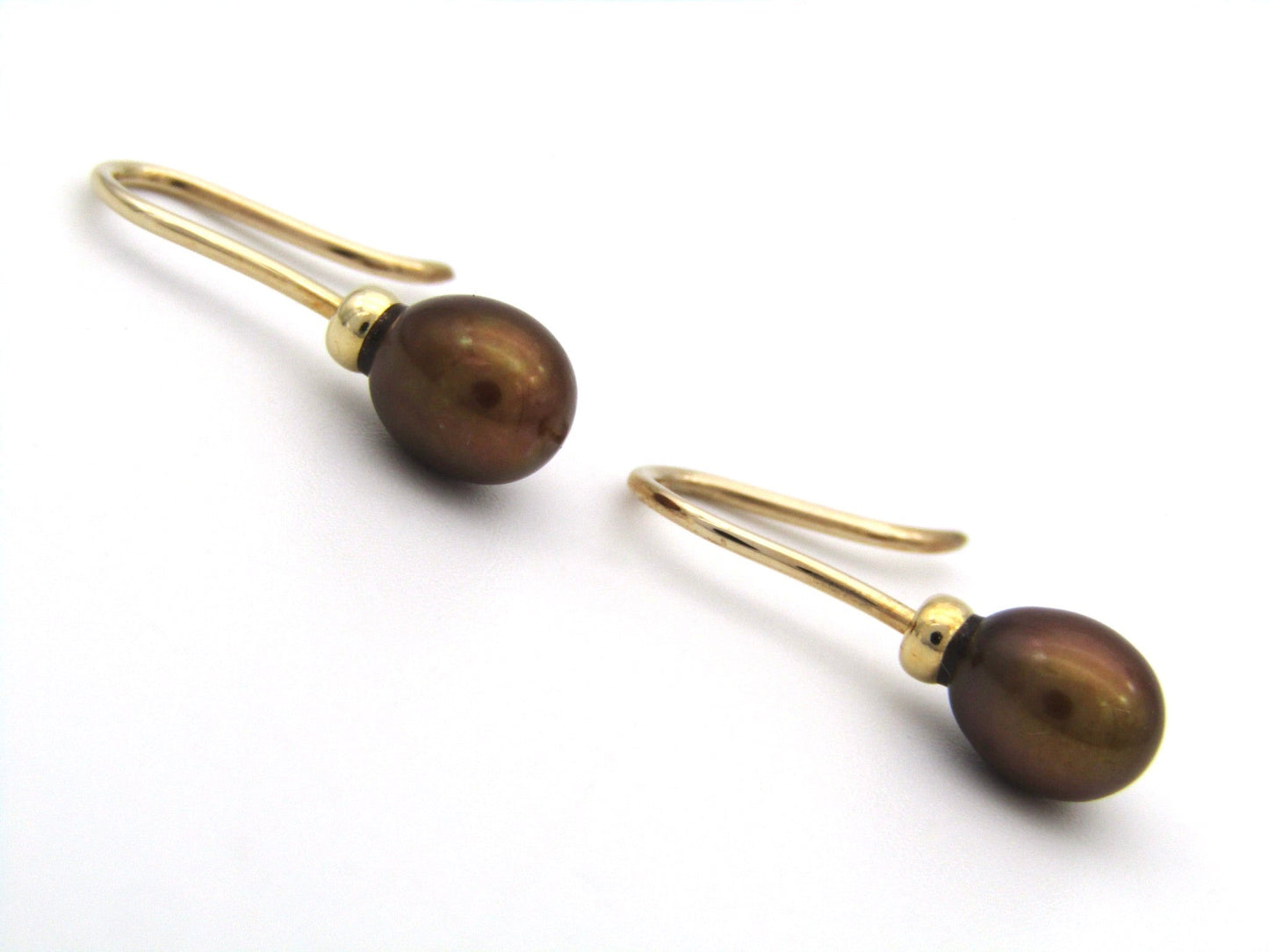 Estate, 9K gold freshwater pearl dangle earrings by Jack Friedman