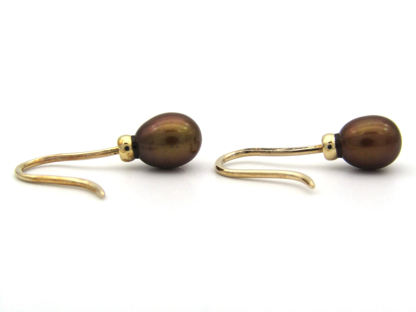 Estate, 9K gold freshwater pearl dangle earrings by Jack Friedman