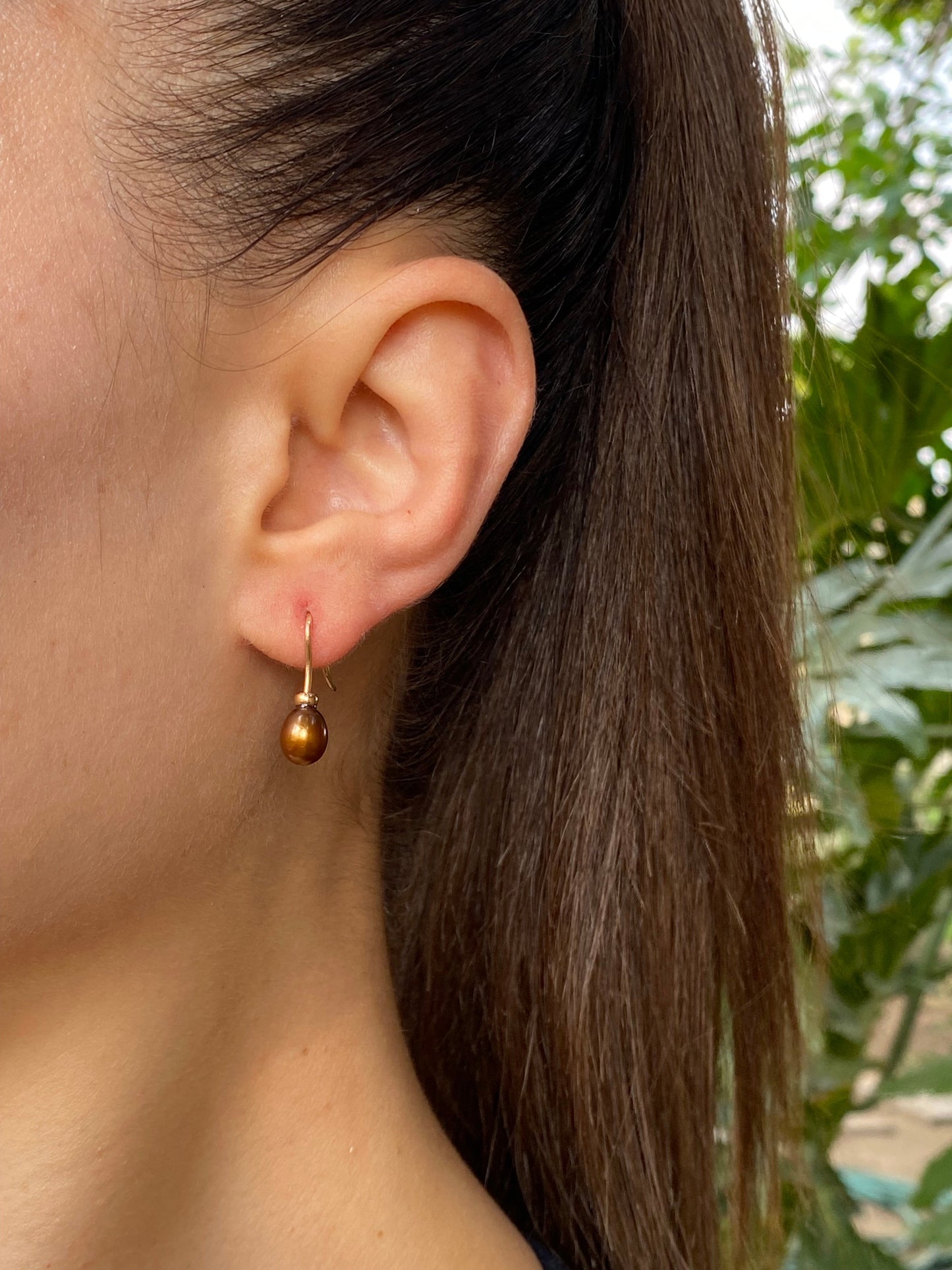 Estate, 9K gold freshwater pearl dangle earrings by Jack Friedman