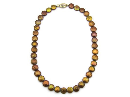 Estate, 9K gold coin freshwater pearl necklace by Jack Friedman