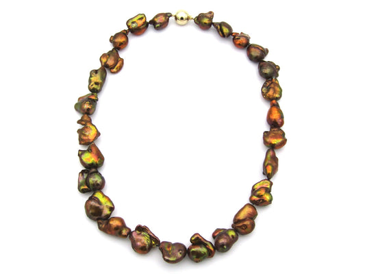 Estate, 9K gold baroque pearl necklace by Jack Friedman