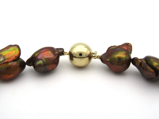 Estate, 9K gold baroque pearl necklace by Jack Friedman