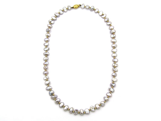 Vintage, 9K gold freshwater pearl necklace, circa 1970's, by Jack Friedman