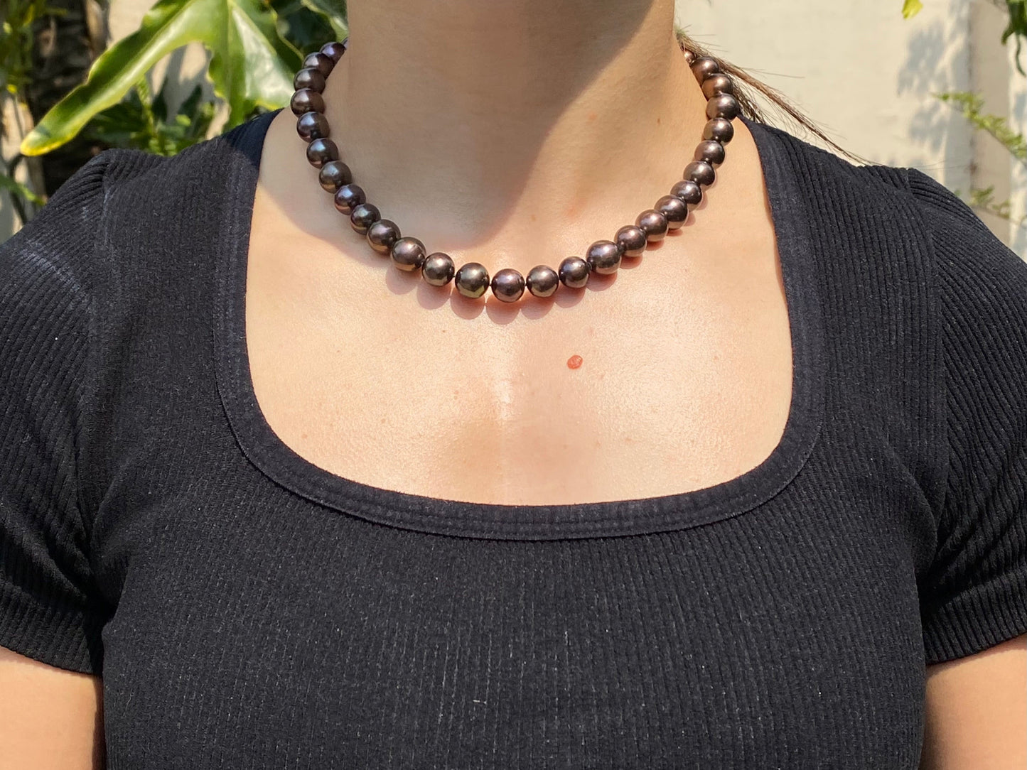 Estate, 9K gold Tahitian pearl necklace by Jack Friedman