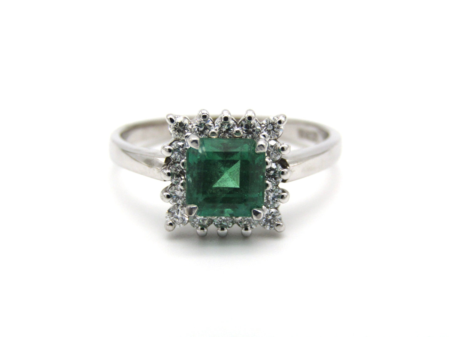 Estate, 18K gold emerald and diamond ring