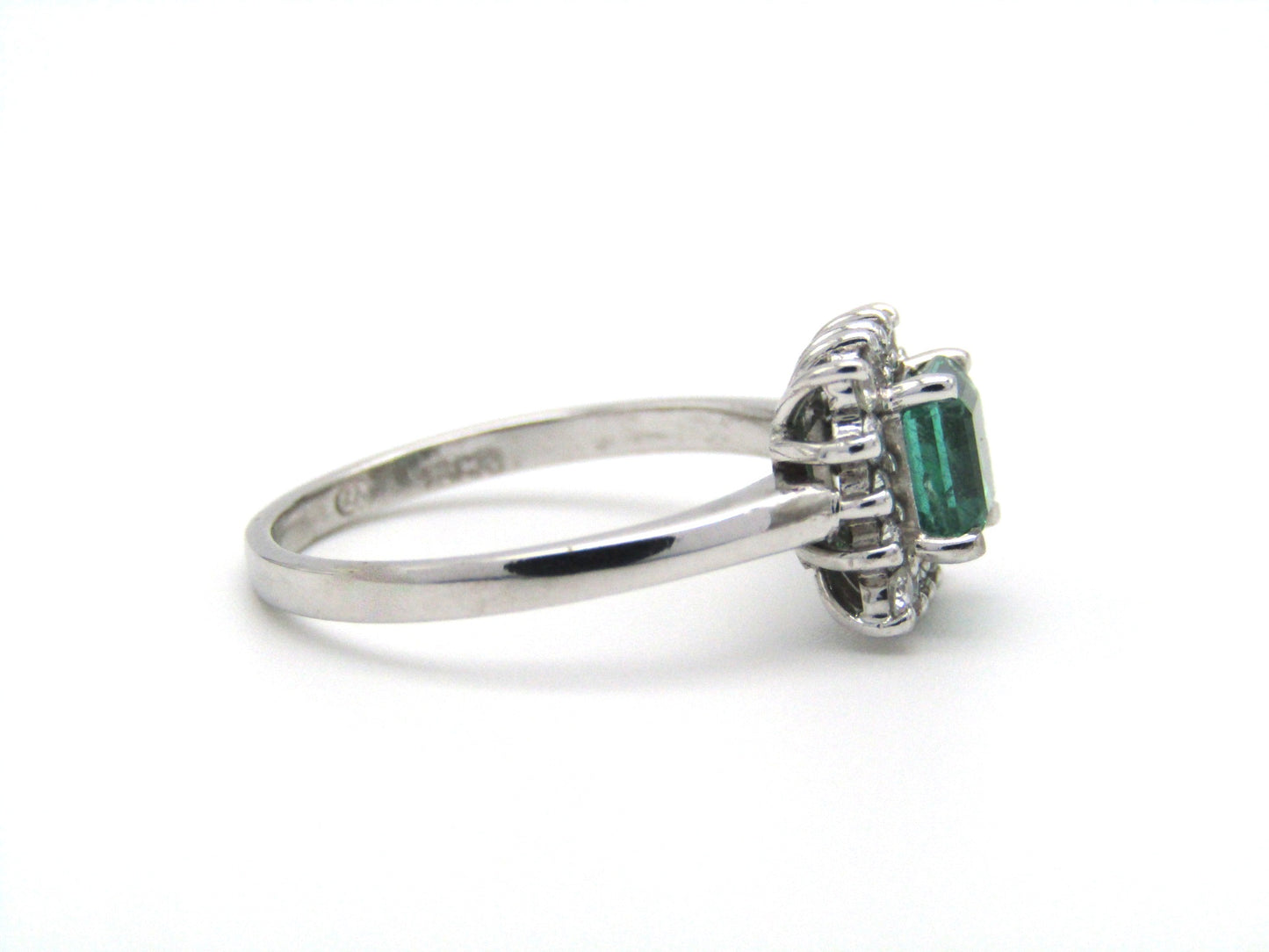 Estate, 18K gold emerald and diamond ring